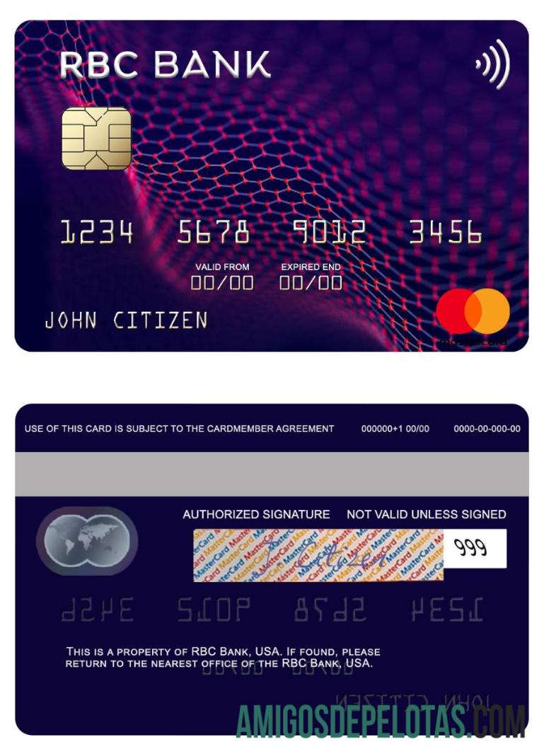 Mastercard do Banco RBC dos EUA baixar para verificação